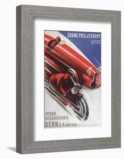 A Poster for the Grand Prix D'Europe to Be Held at Bern on 3/4th July 1948-null-Framed Photographic Print