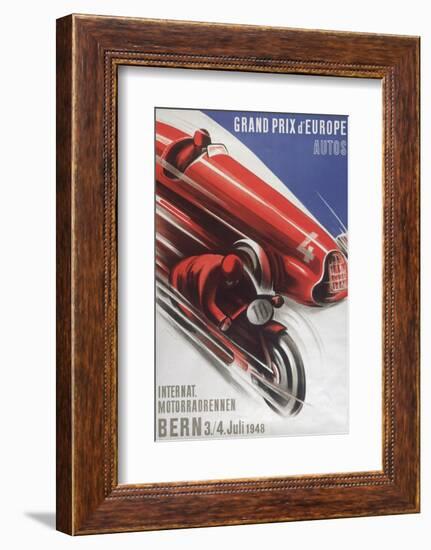 A Poster for the Grand Prix D'Europe to Be Held at Bern on 3/4th July 1948-null-Framed Photographic Print