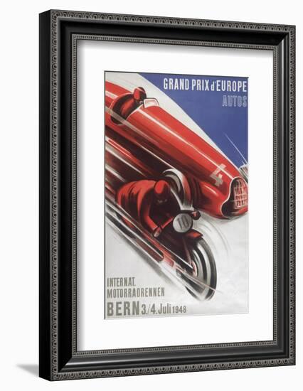 A Poster for the Grand Prix D'Europe to Be Held at Bern on 3/4th July 1948-null-Framed Photographic Print