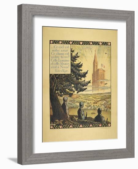 A Poster Showing Three French Soldiers Looking at an Allegorical Church in the Distance-null-Framed Giclee Print