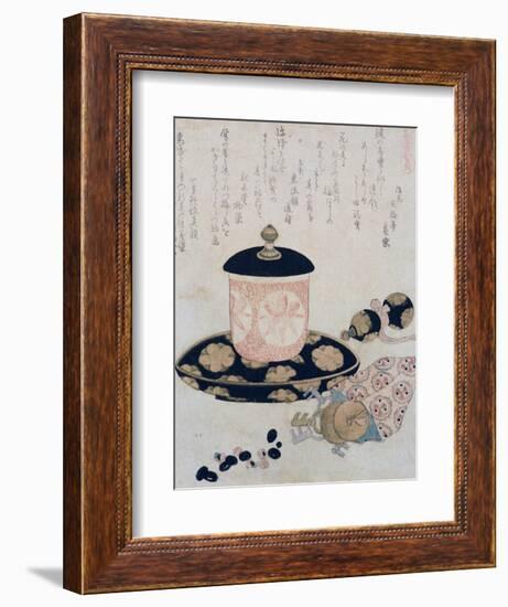 A Pot of Tea and Keys, 1822-Katsushika Hokusai-Framed Giclee Print