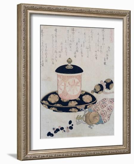 A Pot of Tea and Keys, 1822-Katsushika Hokusai-Framed Giclee Print