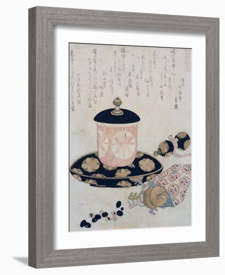 A Pot of Tea and Keys, 1822-Katsushika Hokusai-Framed Giclee Print