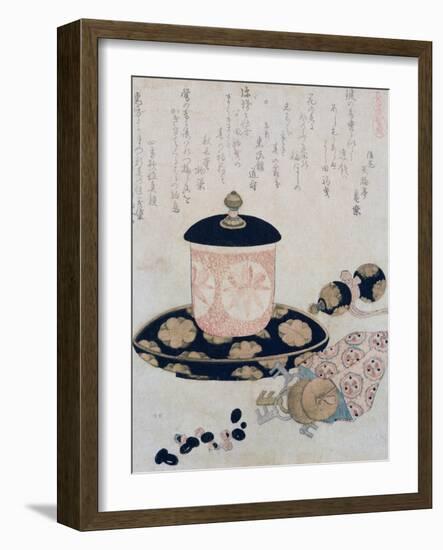 A Pot of Tea and Keys, 1822-Katsushika Hokusai-Framed Giclee Print