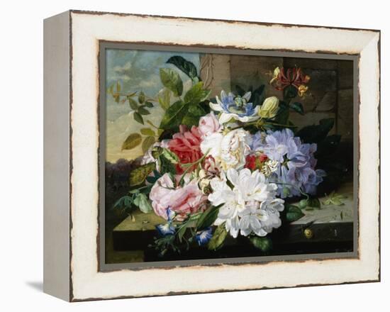A Pretty Still Life of Roses, Rhododendron, and Passionflowers-John Wainwright-Framed Premier Image Canvas