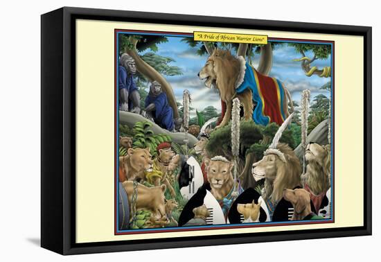 A Pride of African Warrior Lions-Richard Kelly-Framed Stretched Canvas