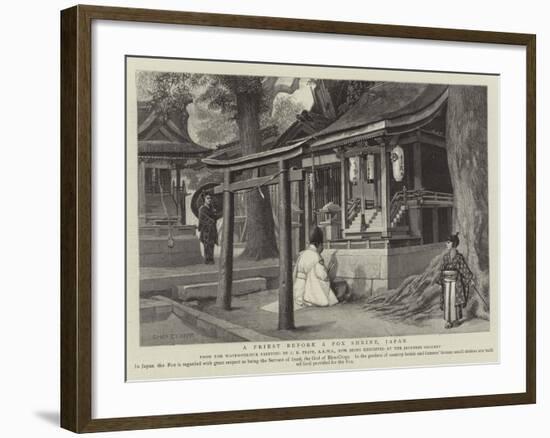 A Priest before a Fox Shrine, Japan-Charles Edwin Fripp-Framed Giclee Print