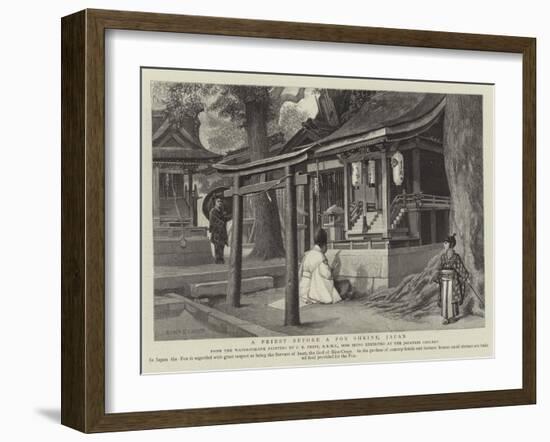 A Priest before a Fox Shrine, Japan-Charles Edwin Fripp-Framed Giclee Print