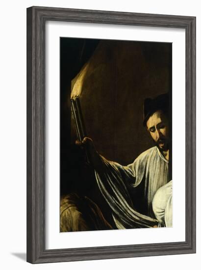 A Priest Holds Torch, Burying Dead, Detail from Our Lady of Mercy or Seven Acts of Mercy-Caravaggio-Framed Giclee Print