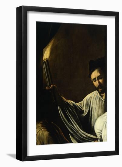 A Priest Holds Torch, Burying Dead, Detail from Our Lady of Mercy or Seven Acts of Mercy-Caravaggio-Framed Giclee Print