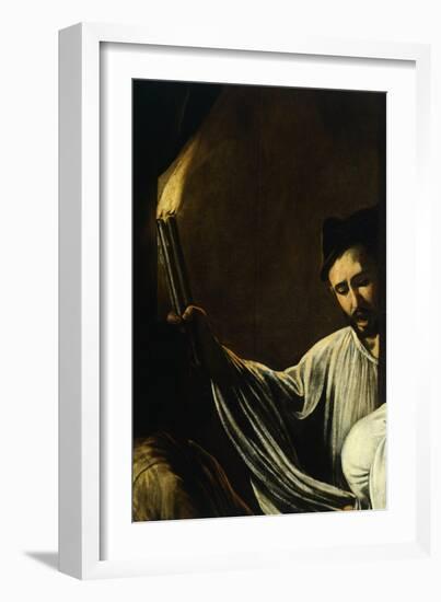 A Priest Holds Torch, Burying Dead, Detail from Our Lady of Mercy or Seven Acts of Mercy-Caravaggio-Framed Giclee Print