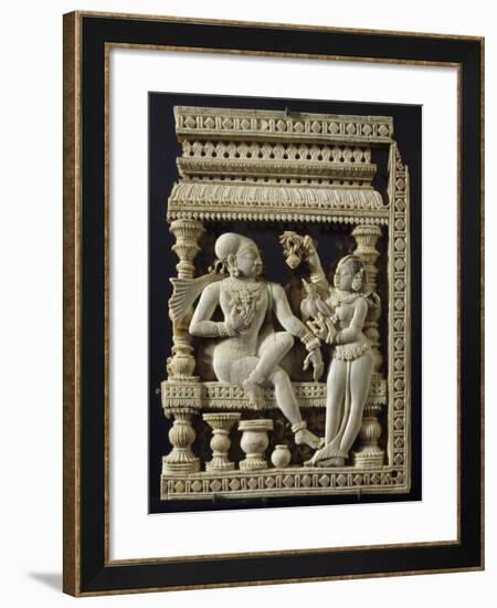 A Prince and a Maid, a Door Panel Decorated in Relief, from Tamil Nadu, India-null-Framed Giclee Print