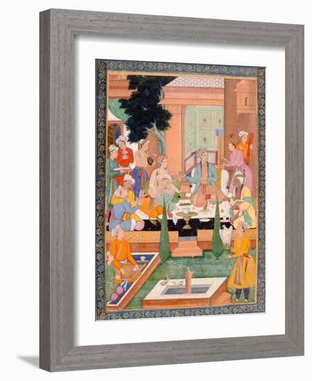 A Prince and Companions Take Refreshments and Listen to Music, from the Small Clive Album-Mughal-Framed Giclee Print