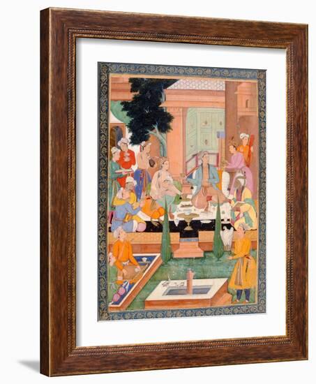 A Prince and Companions Take Refreshments and Listen to Music, from the Small Clive Album-Mughal-Framed Giclee Print