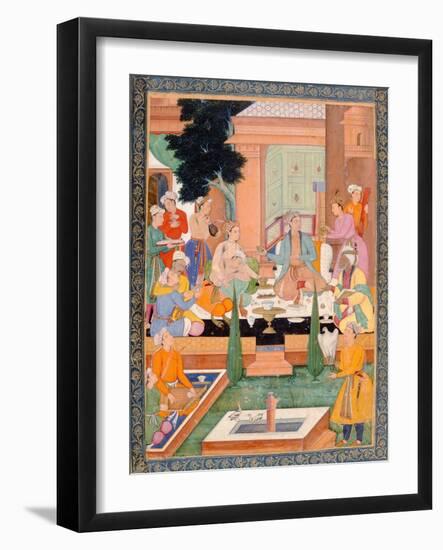 A Prince and Companions Take Refreshments and Listen to Music, from the Small Clive Album-Mughal-Framed Giclee Print
