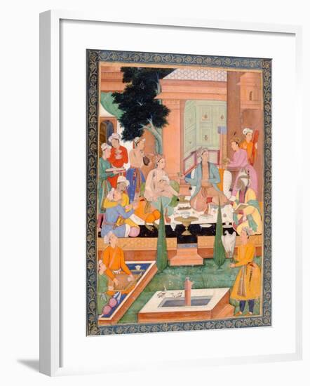 A Prince and Companions Take Refreshments and Listen to Music, from the Small Clive Album-Mughal-Framed Giclee Print