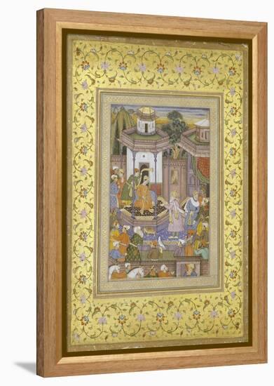 A Prince Giving Audience Mughal Late 16th Century-null-Framed Premier Image Canvas