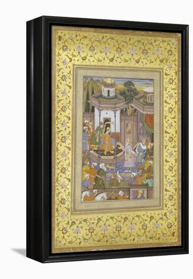 A Prince Giving Audience Mughal Late 16th Century-null-Framed Premier Image Canvas