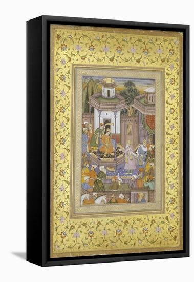 A Prince Giving Audience Mughal Late 16th Century-null-Framed Premier Image Canvas