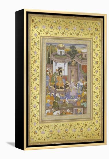 A Prince Giving Audience Mughal Late 16th Century-null-Framed Premier Image Canvas