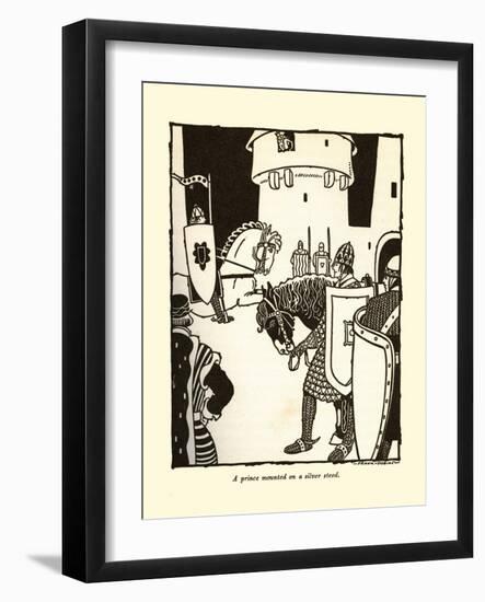 A Prince Mounted On A Silver Steed-Frank Dobias-Framed Art Print