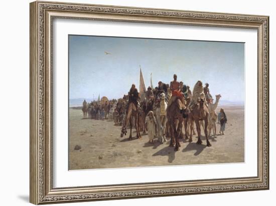 A Procession of Pilgrims on their Way to Mecca, 1861-Léon Adolphe Auguste Belly-Framed Giclee Print