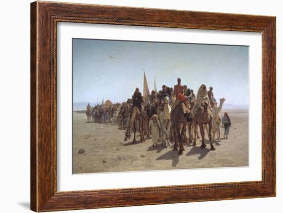 A Procession of Pilgrims on their Way to Mecca, 1861-Léon Adolphe Auguste Belly-Framed Giclee Print