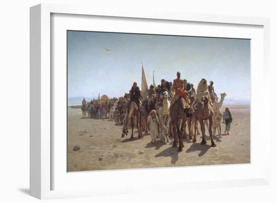 A Procession of Pilgrims on their Way to Mecca, 1861-Léon Adolphe Auguste Belly-Framed Giclee Print