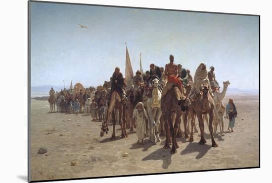 A Procession of Pilgrims on their Way to Mecca, 1861-Léon Adolphe Auguste Belly-Mounted Giclee Print