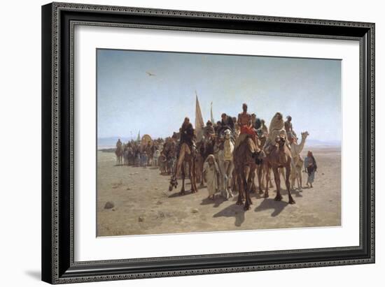 A Procession of Pilgrims on their Way to Mecca, 1861-Léon Adolphe Auguste Belly-Framed Giclee Print