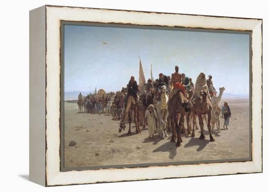 A Procession of Pilgrims on their Way to Mecca, 1861-Léon Adolphe Auguste Belly-Framed Premier Image Canvas