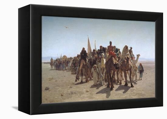 A Procession of Pilgrims on their Way to Mecca, 1861-Léon Adolphe Auguste Belly-Framed Premier Image Canvas