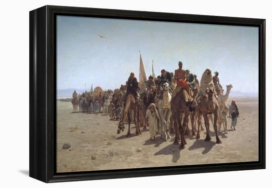 A Procession of Pilgrims on their Way to Mecca, 1861-Léon Adolphe Auguste Belly-Framed Premier Image Canvas