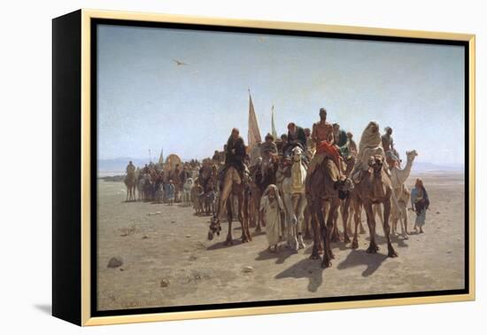 A Procession of Pilgrims on their Way to Mecca, 1861-Léon Adolphe Auguste Belly-Framed Premier Image Canvas