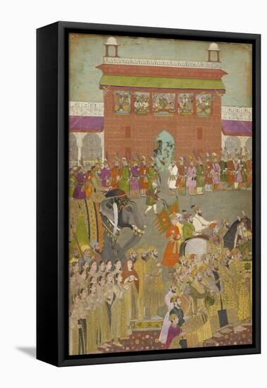 A Procession Scene with Musicians, from a copy of the Padshanama, Mughal period, mid 17th century-Mughal School-Framed Premier Image Canvas