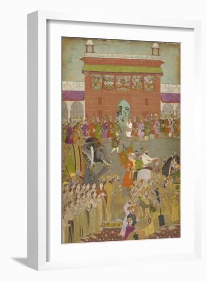 A Procession Scene with Musicians, from a copy of the Padshanama, Mughal period, mid 17th century-Mughal School-Framed Giclee Print