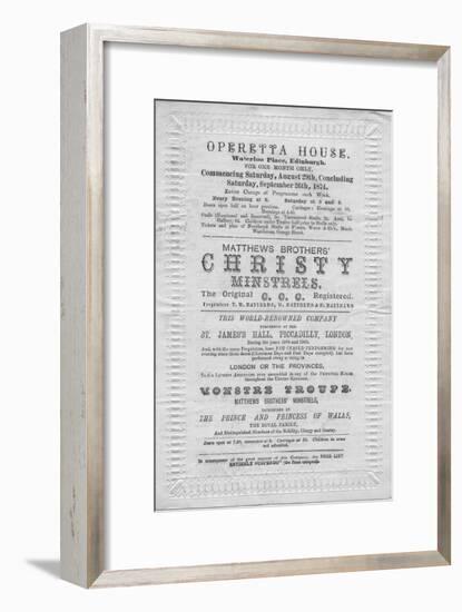 A programme of events to be stage at the Operetta House, Waterloo Place, Edinburgh', 1874-Unknown-Framed Giclee Print