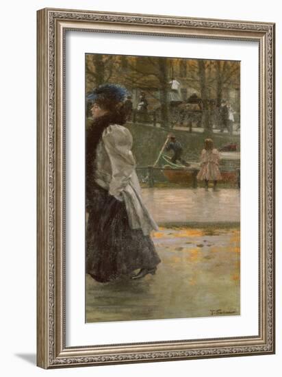 A Promenade by the Canal-Franz Skarbina-Framed Giclee Print