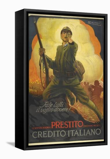 A Propaganda Poster Depicting an Italian (?) Soldier, Pointing-null-Framed Premier Image Canvas