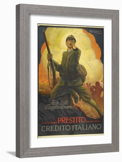 A Propaganda Poster Depicting an Italian (?) Soldier, Pointing-null-Framed Giclee Print