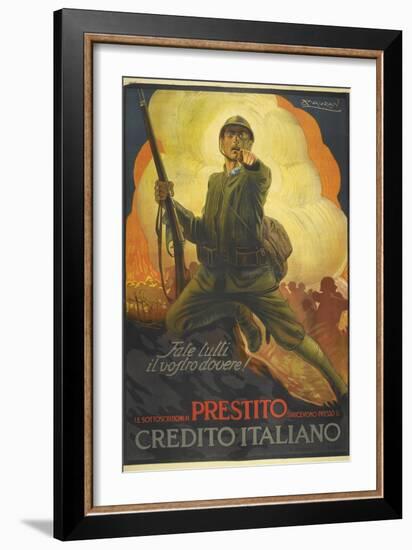 A Propaganda Poster Depicting an Italian (?) Soldier, Pointing-null-Framed Giclee Print