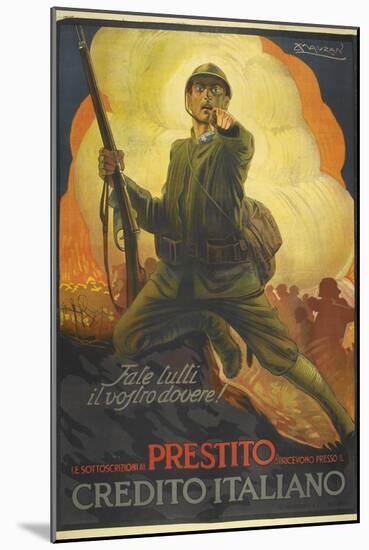 A Propaganda Poster Depicting an Italian (?) Soldier, Pointing-null-Mounted Giclee Print