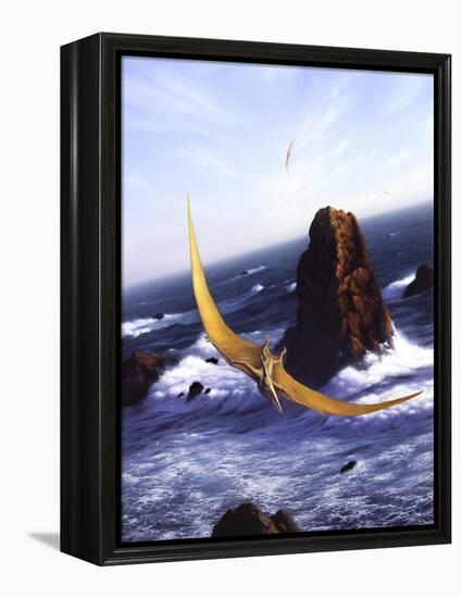 A Pteranodon Soars Above the Ocean and Rocks-null-Framed Stretched Canvas