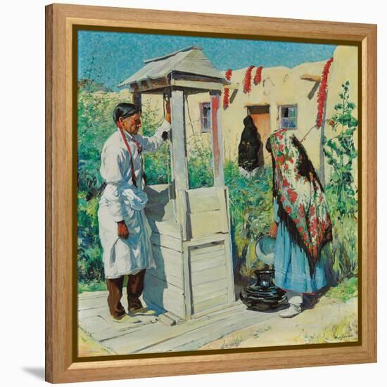 A Pueblo Well Scene (Oil on Canvas)-Walter Ufer-Framed Premier Image Canvas