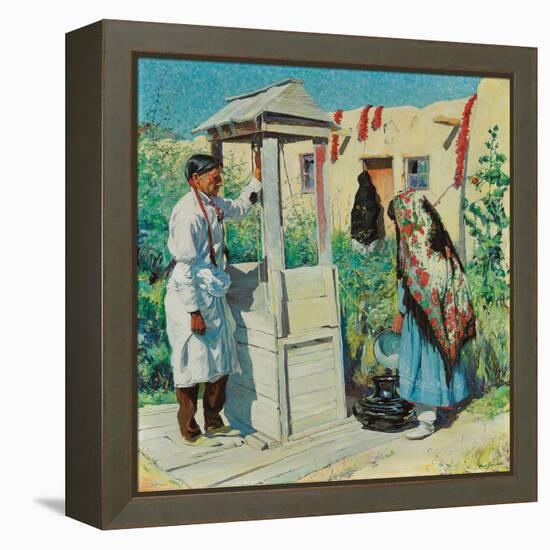 A Pueblo Well Scene (Oil on Canvas)-Walter Ufer-Framed Premier Image Canvas