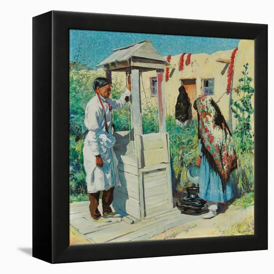 A Pueblo Well Scene (Oil on Canvas)-Walter Ufer-Framed Premier Image Canvas