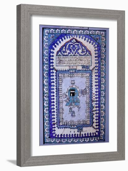 A pulpit tile decorated with a plan of the Ka'ba at Mecca-Werner Forman-Framed Giclee Print