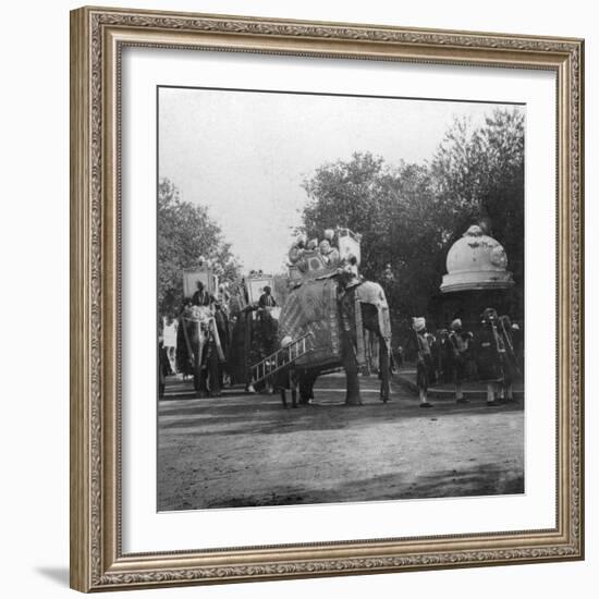 A Punjabi Princess in an Elephant Procession, Delhi, India, 1900s-H & Son Hands-Framed Giclee Print