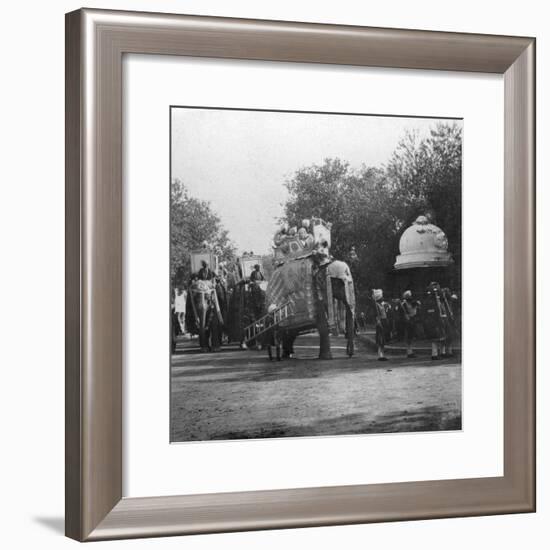 A Punjabi Princess in an Elephant Procession, Delhi, India, 1900s-H & Son Hands-Framed Giclee Print