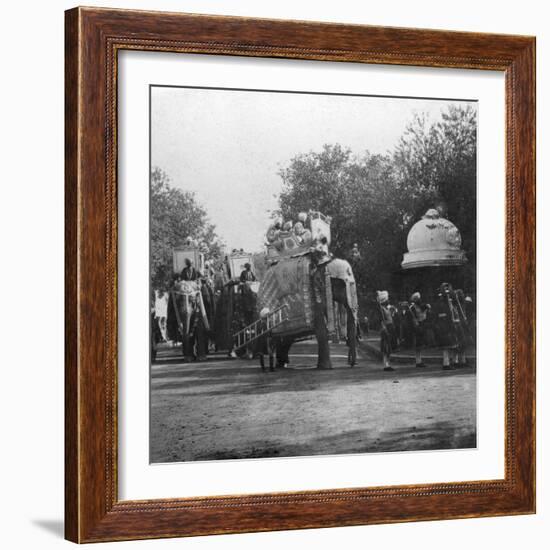 A Punjabi Princess in an Elephant Procession, Delhi, India, 1900s-H & Son Hands-Framed Giclee Print